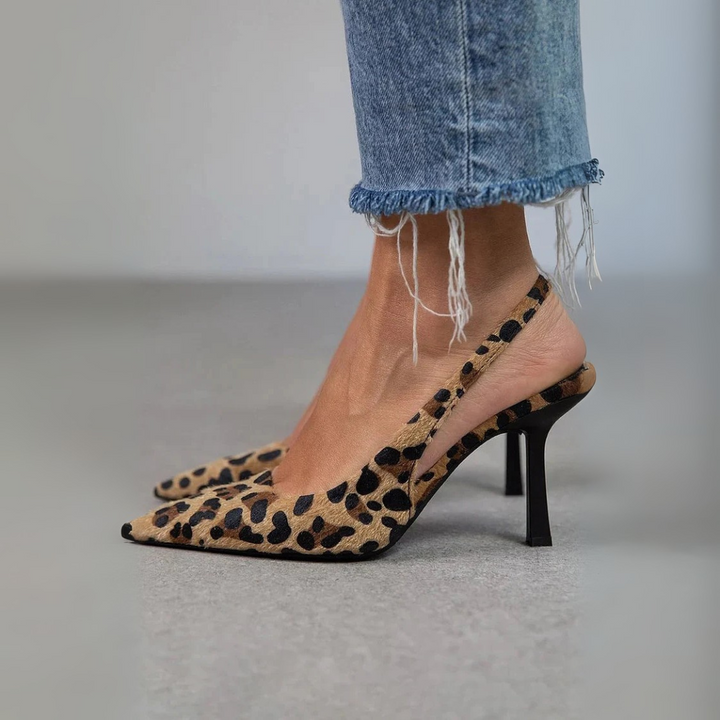 Aurélie | Slingback pumps met luipaardprint