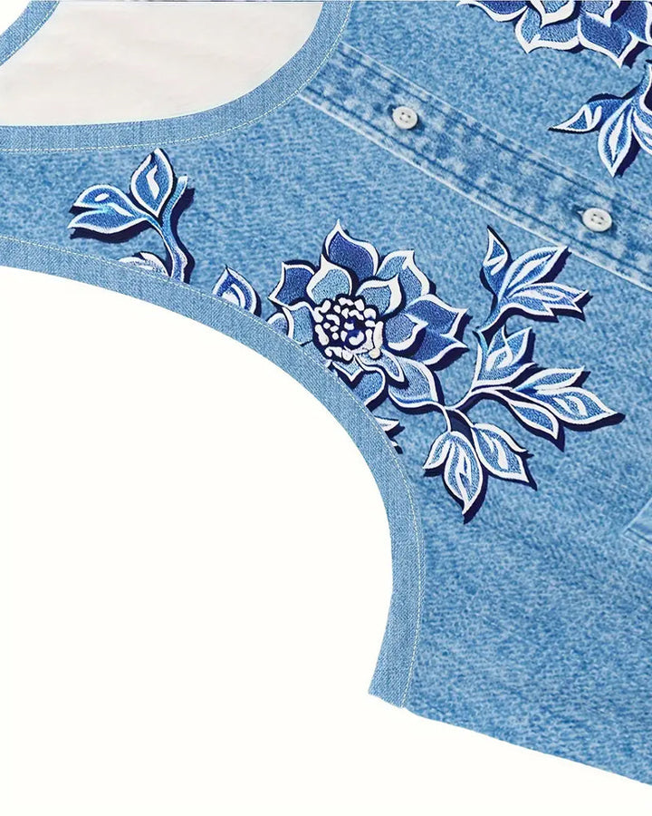 Denise | Mouwloze jurk in denimlook