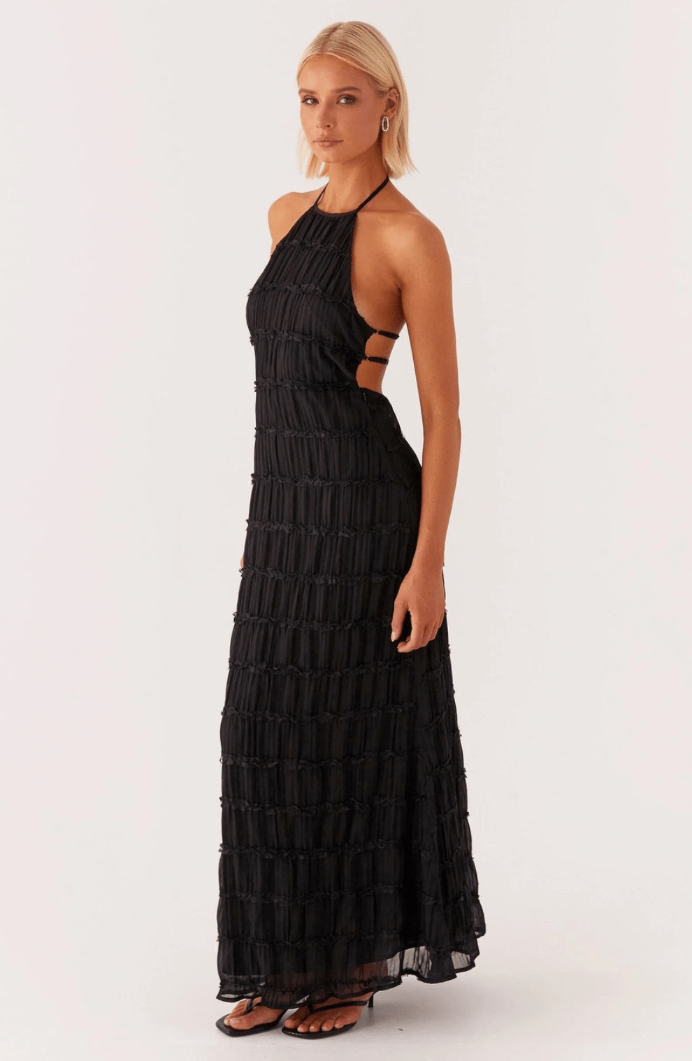Caroline | Getextureerde Haltermaxi-jurk