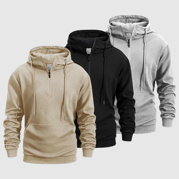 Jayden | Hoodie met kwartritsmotief en textuur