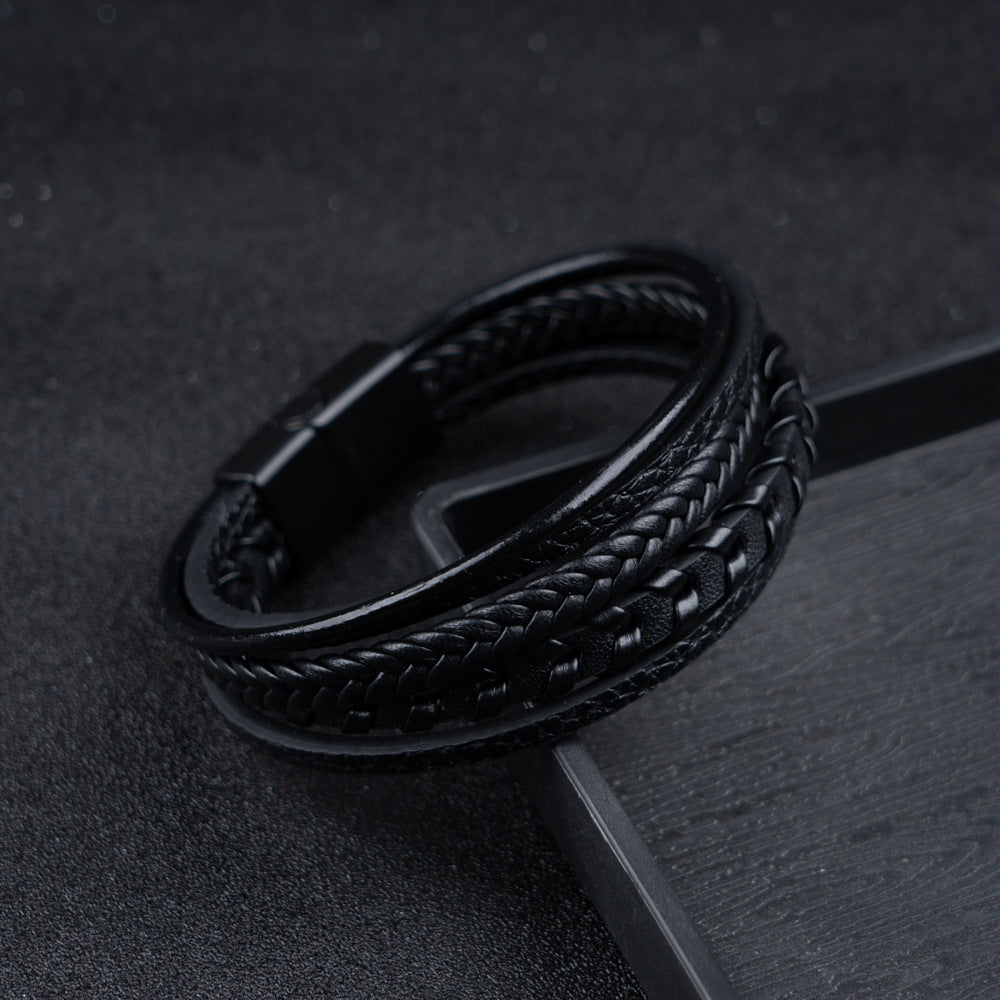 Ragnar Band | Leren Gevlochten Viking Armband