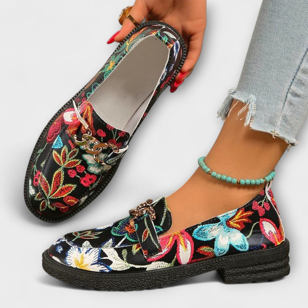 Orla – Multikleurige Loafers met Bloemenpatroon