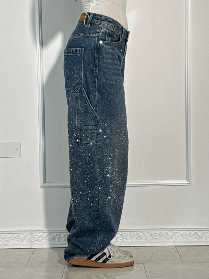 Julia | Trendy Balloon Carpenter Jeans met Glitters