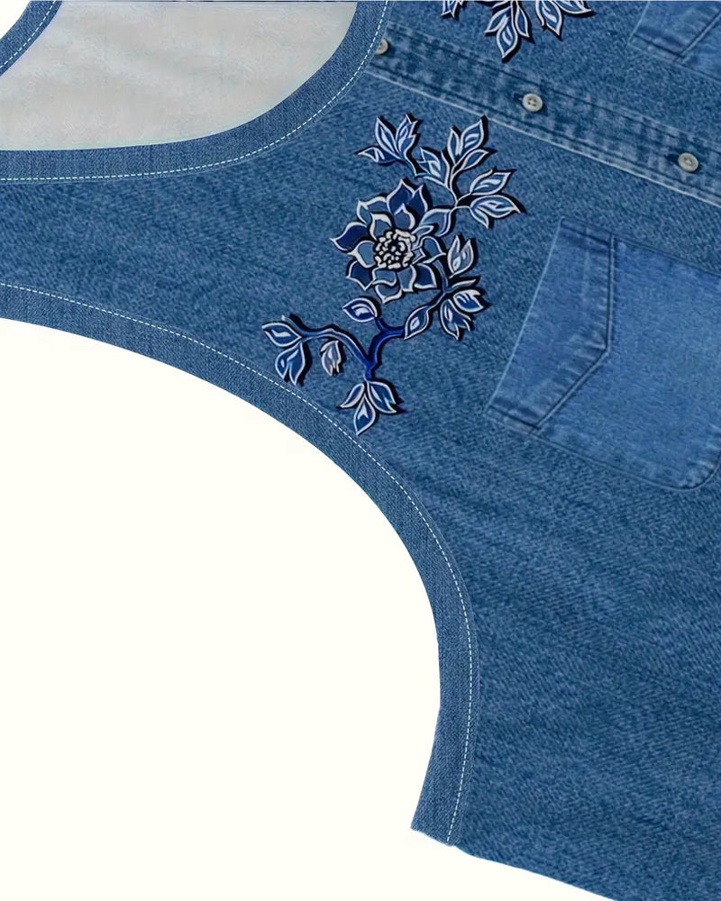 Denise | Mouwloze jurk in denimlook