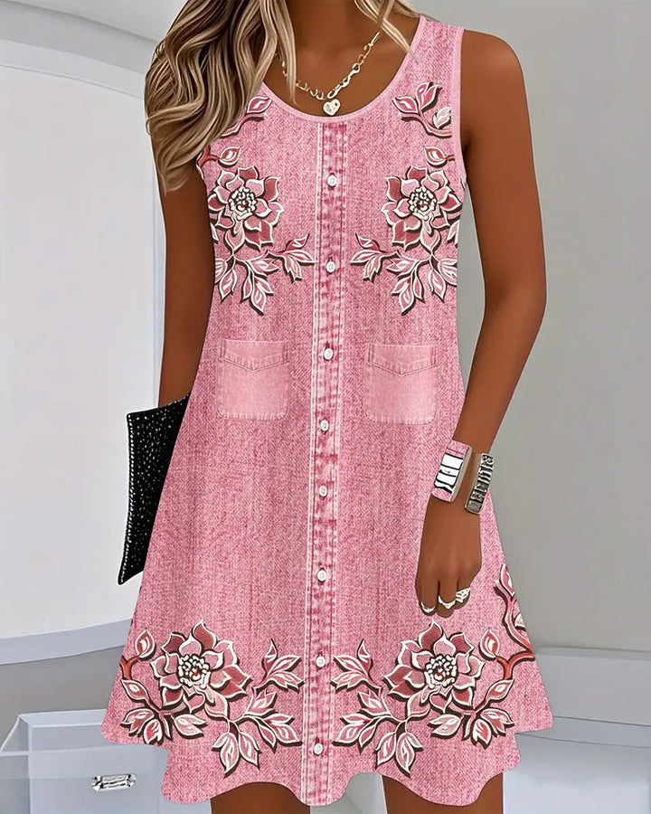 Denise | Mouwloze jurk in denimlook