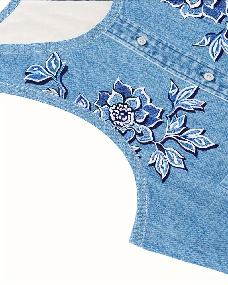 Denise | Mouwloze jurk in denimlook