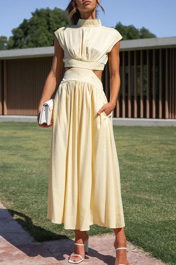 Quincy | Midi-jurk met Cut-Out en Zakken