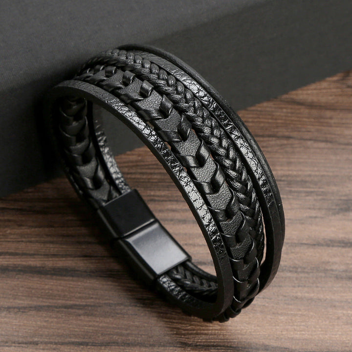 Ragnar Band | Leren Gevlochten Viking Armband
