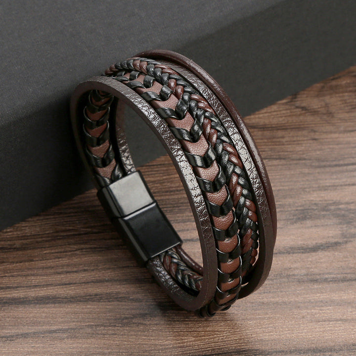 Ragnar Band | Leren Gevlochten Viking Armband