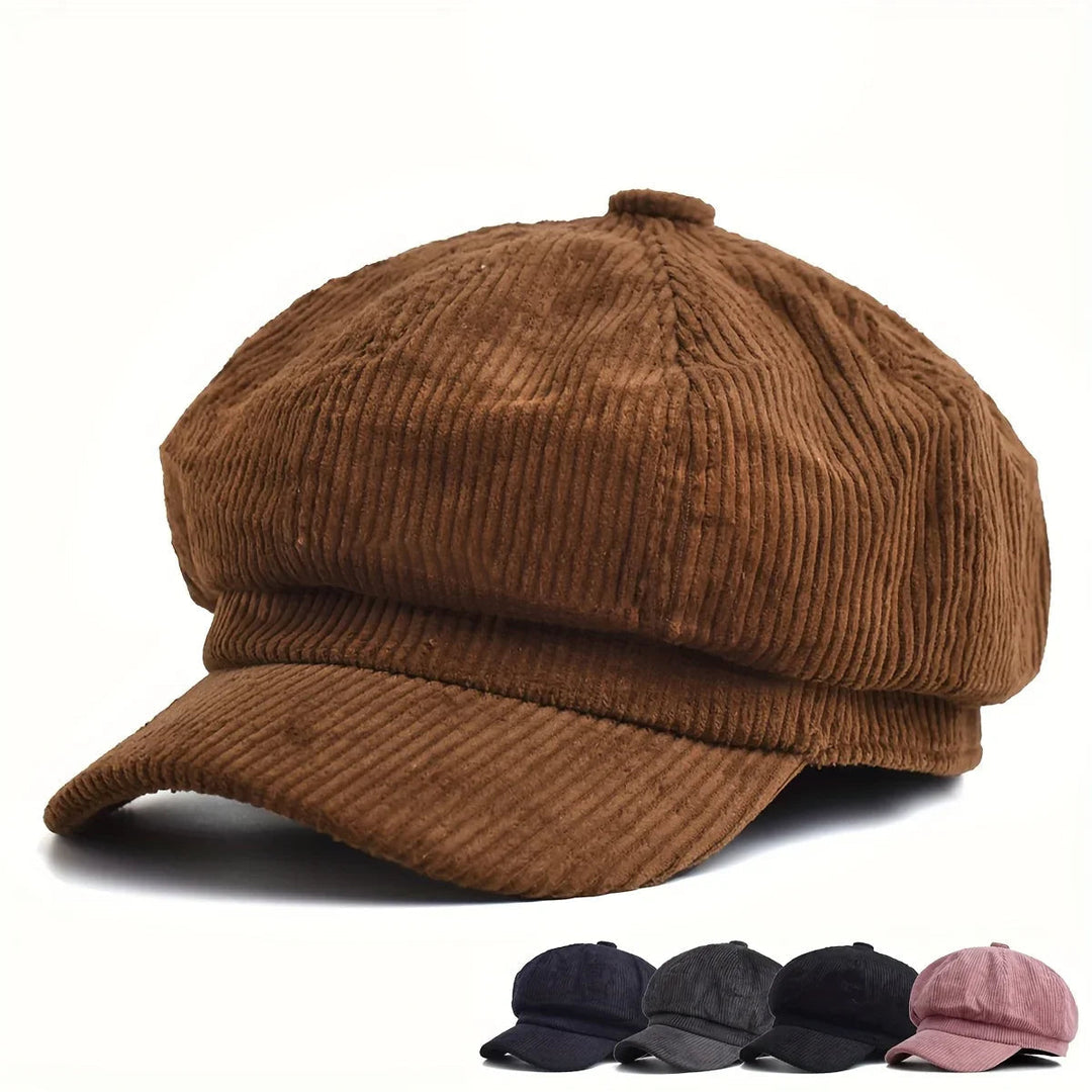 Gabriel | Bruine corduroy newsboy cap in vintage stijl