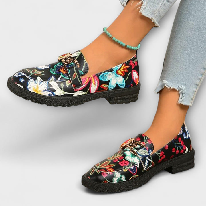 Orla | Multicolor Mocasines met Bloemenpatroon