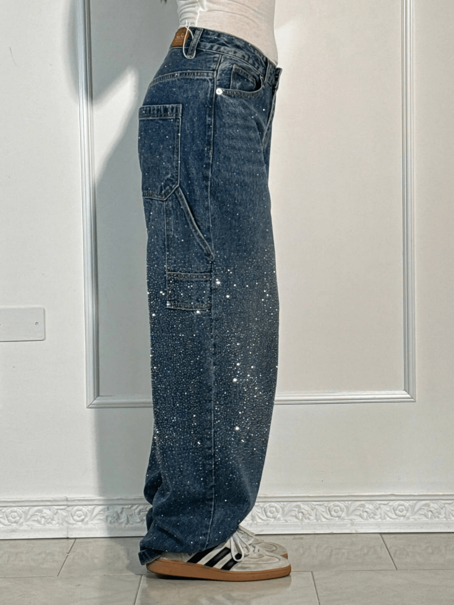 Julia | Trendy Balloon Carpenter Jeans met Glitters